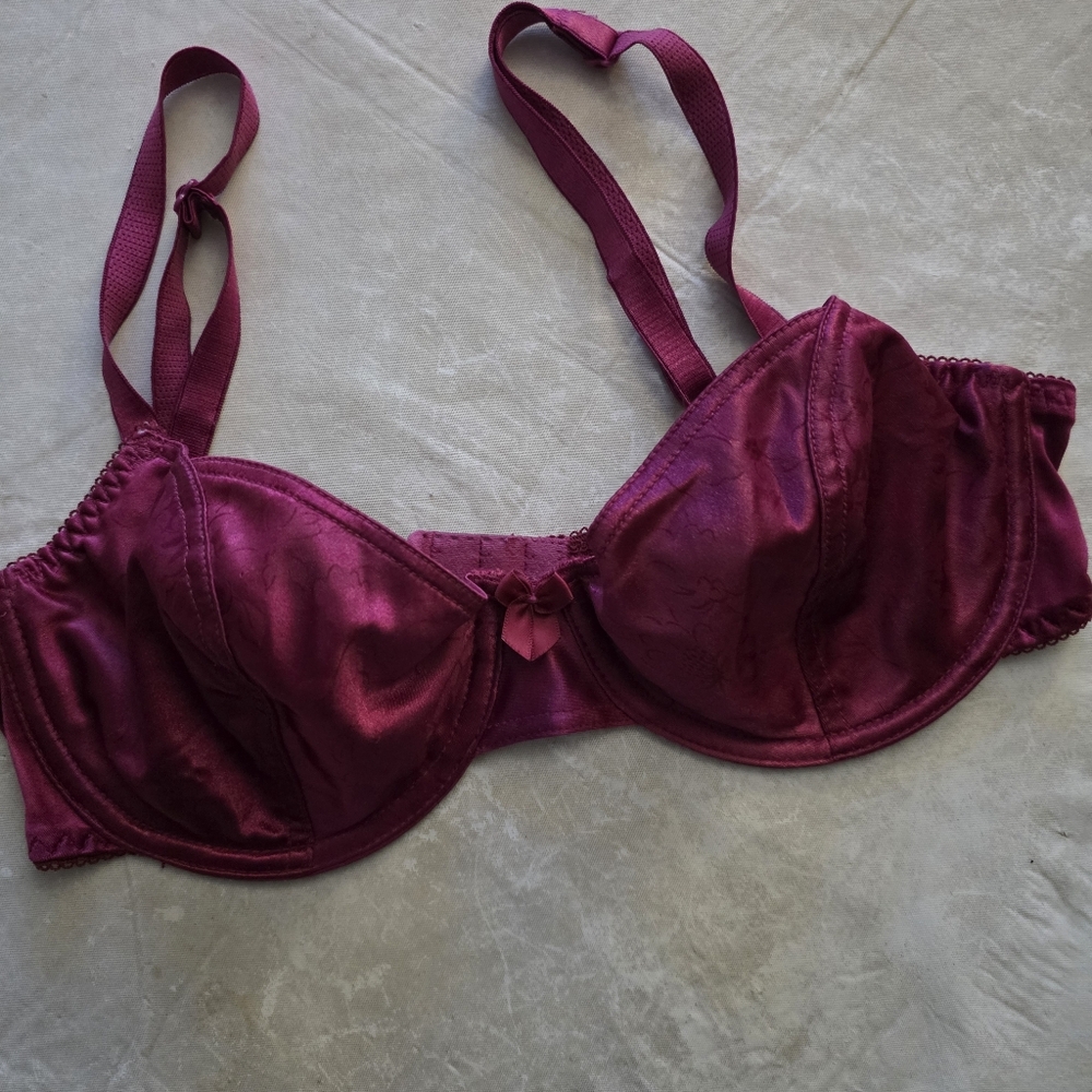 Luxurious Satin Underwire Bra in Deep Burgundy
